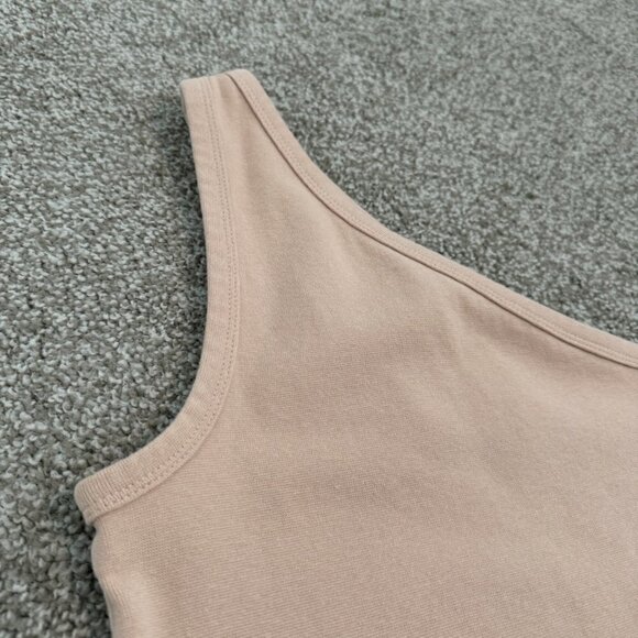 Zara One Shoulder Strap Rounded Cropped Tank Stretch Top Casual Size Medium - Picture 2 of 5